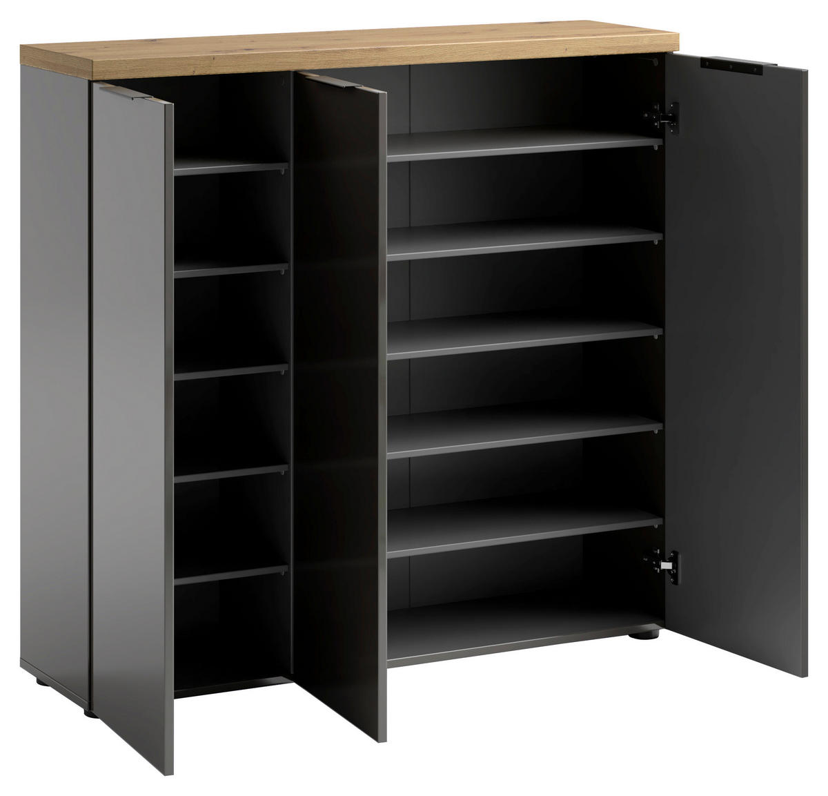 OMARA ZA ČEVLJE antracit, barve hrasta - barve hrasta/barve aluminija, Design (120/115/34cm) - Xora