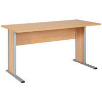 SCHREIBTISCH 140/65/72,2 cm Buchefarben   - Silberfarben/Buchefarben, Basics, Holzwerkstoff/Metall (140/65/72,2cm) - MID.YOU