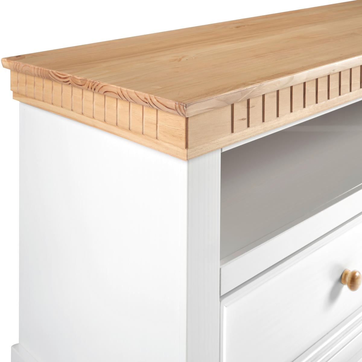 LOWBOARD 169/63/42 cm  - Naturfarben/Weiß, ROMANTIK / LANDHAUS, Holz (169/63/42cm) - MID.YOU