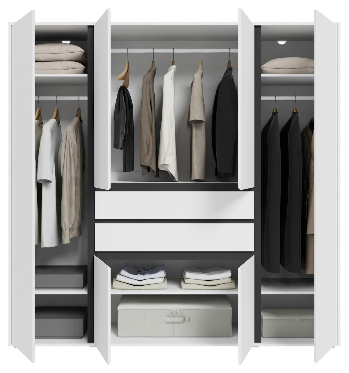 DREHTÜRENSCHRANK  in Weiß  - Weiß, MODERN, Holzwerkstoff (197/194/56cm) - MID.YOU