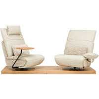 2-SITZER-SOFA Hochflor Echtleder Creme  - Beige/Creme, Design, Leder/Holz (240/65/104cm) - Koinor