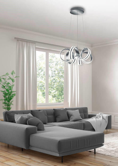 LUSTRĂ LED 55/155 cm  - culoare aluminiu, Basics, metal (55/155cm)
