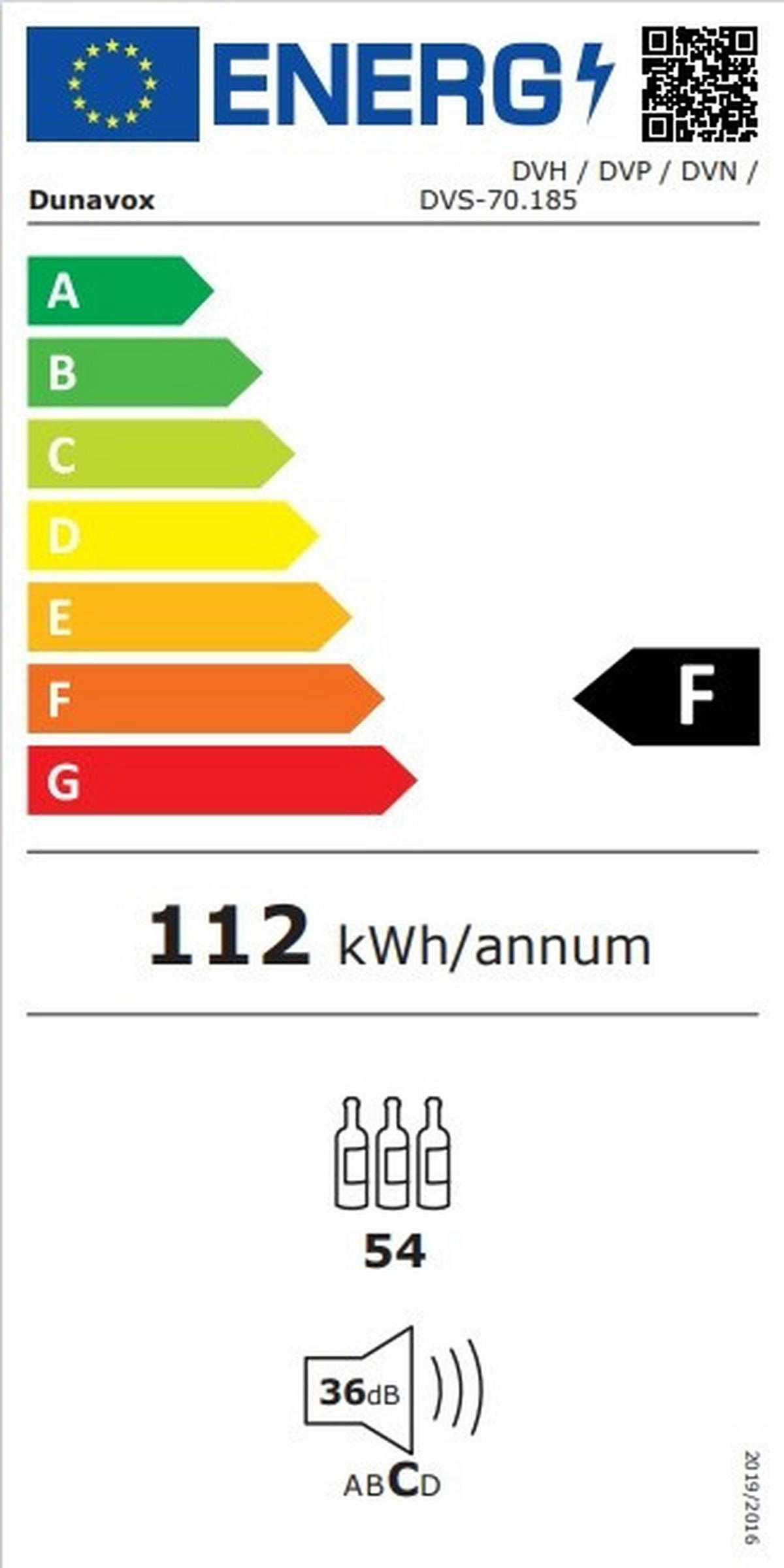 WEINKÜHLSCHRANK DVN-70.185DB.TO  - Schwarz, Basics, Glas/Holz (59/123,3/57,1cm)