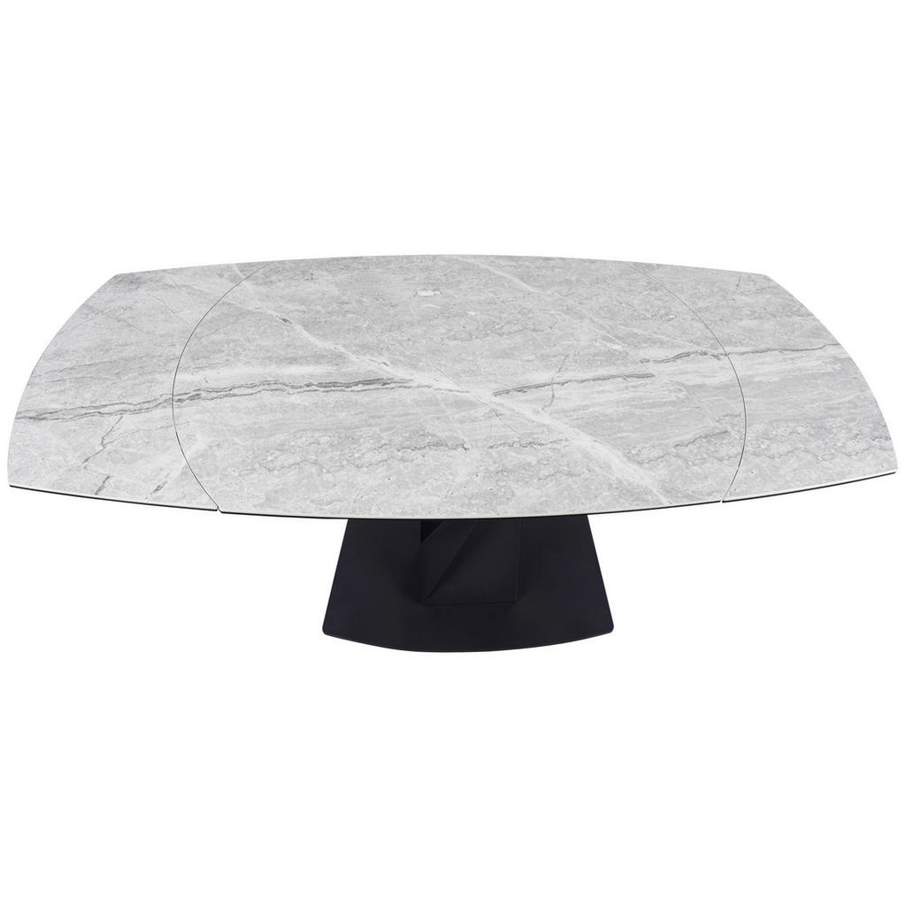 Thumbnail - Novel Esstisch, Grau, Schwarz, Metall, Glas, Keramik, oval, Bodenplatte, 90x76x120-178 cm, ausziehbar, Esszimmer, Tische...