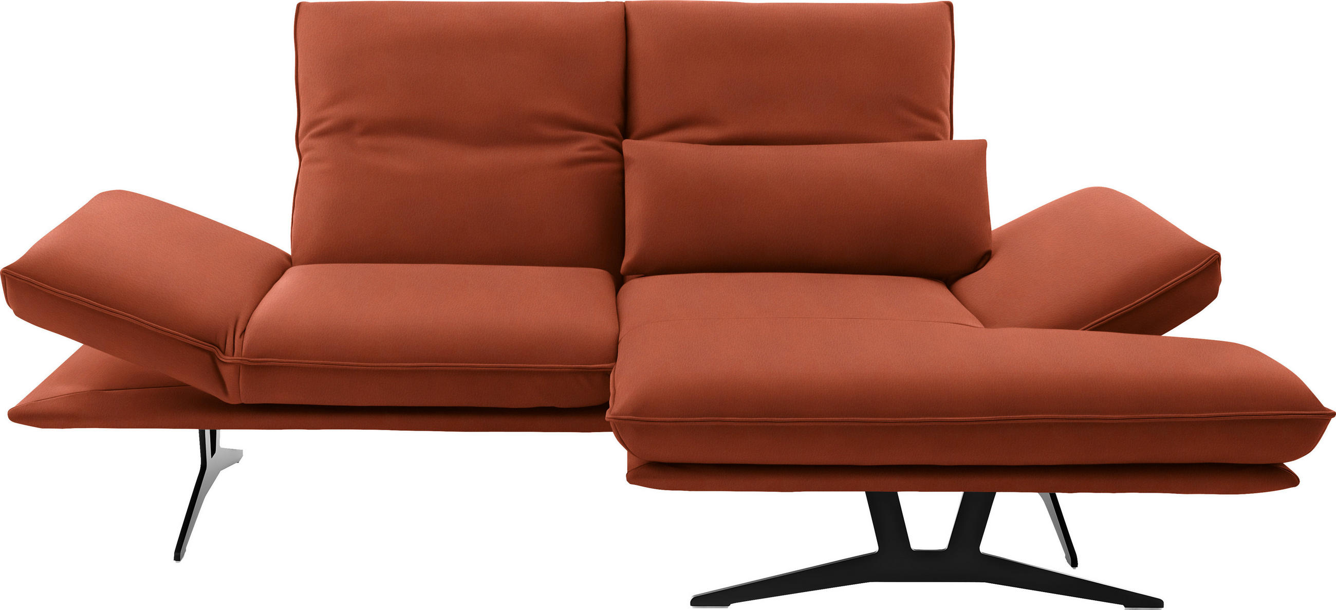ECKSOFA in Echtleder Orange  - Schwarz/Orange, Design, Leder/Metall (210/130cm) - Dieter Knoll