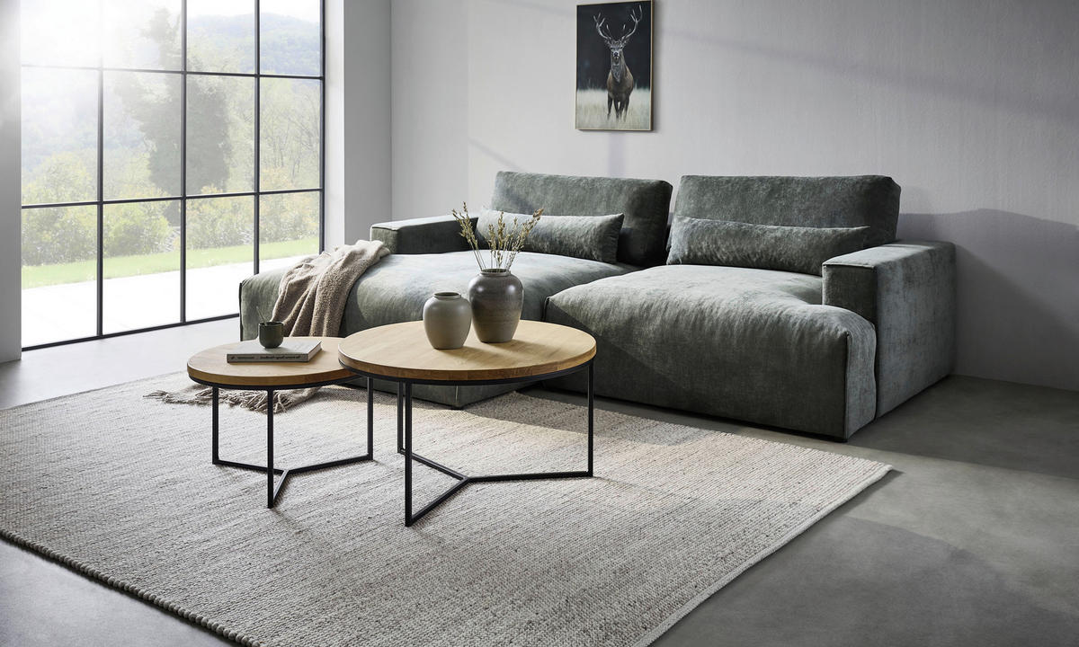 ECKSOFA Felicia Graugrün Struktur  - Schwarz/Graugrün, Design, Kunststoff/Textil (187/267cm) - Stylife