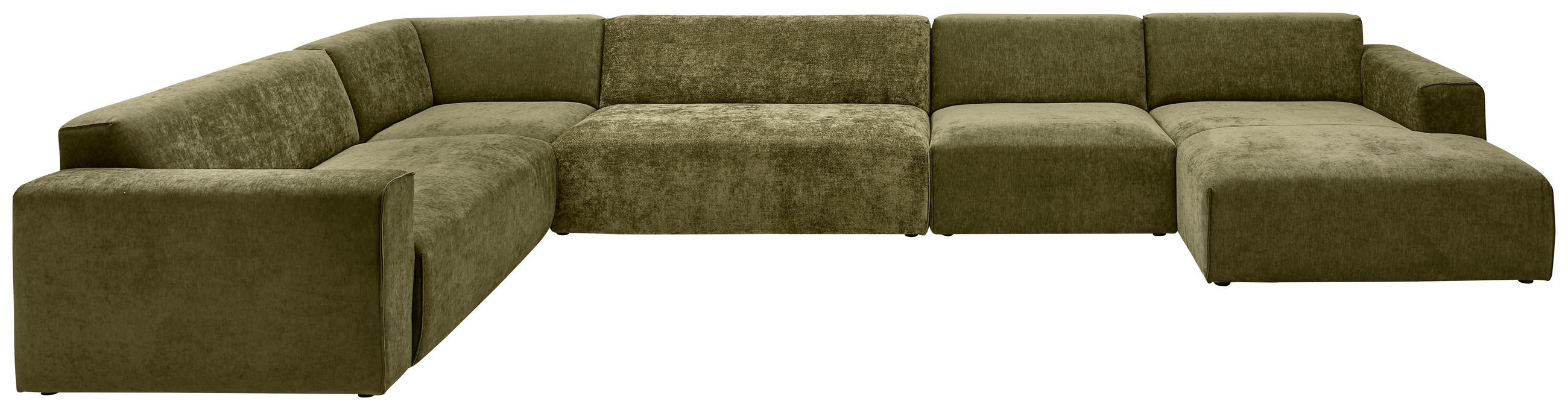 WOHNLANDSCHAFT Dunkelgrün, Olivgrün Chenille  - Dunkelgrün/Schwarz, KONVENTIONELL, Kunststoff/Textil (267/452/165cm) - SetOne by Musterring