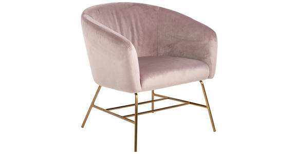 SESSEL in Samt Rosa - Messingfarben/Rosa, Design, Textil/Metall (72/76/67cm) - Ambia Home