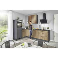 ECKKÜCHE 175/275 cm  in Graphitfarben, Eichefarben  - Eichefarben/Schwarz, Design, Holzwerkstoff/Metall (175/275cm) - Xora