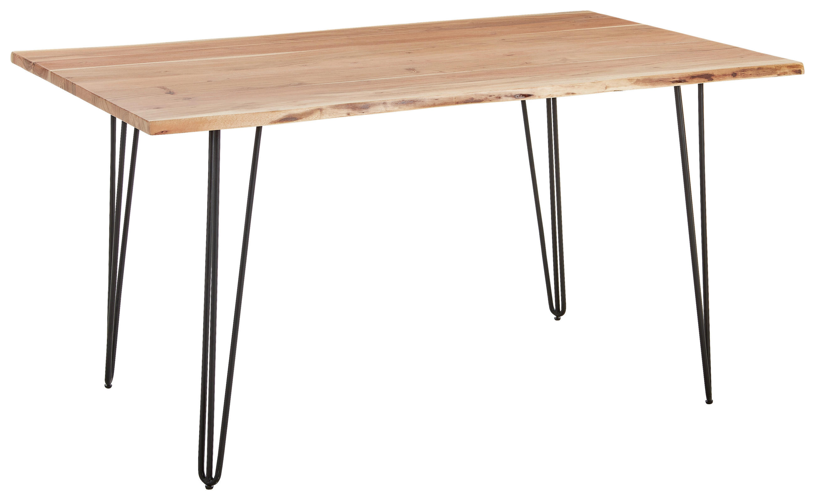 ESSTISCH in Metall, Holz 160/90/76 cm  - Schwarz/Akaziefarben, Design, Holz/Metall (160/90/76cm) - Landscape