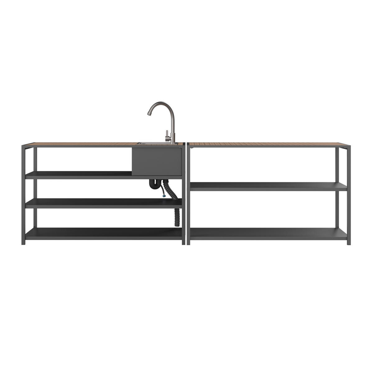 VENKOVNÍ KUCHYNĚ  - šedá/přírodní barvy, Moderní, kov/plast (150/90/50cm) - Ambia Garden