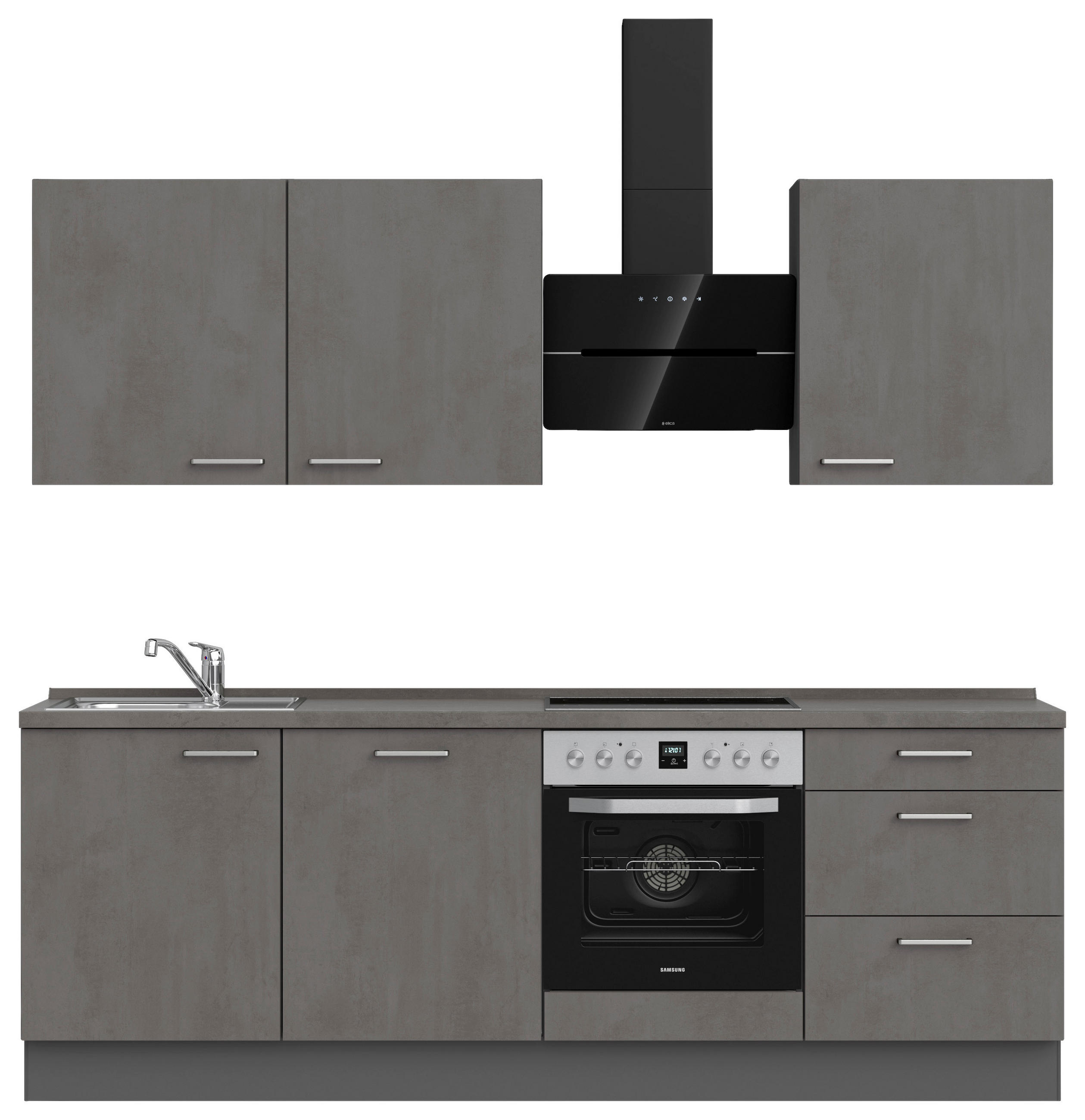 KÜCHENBLOCK 240 cm   in Schieferfarben  - Schieferfarben/Edelstahlfarben, MODERN, Holzwerkstoff/Metall (240cm) - Nobilia