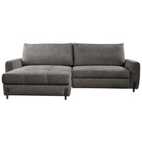 ECKSOFA in Struktur Graubraun  - Graubraun/Schwarz, Design, Textil/Metall (162/265cm) - MID.YOU