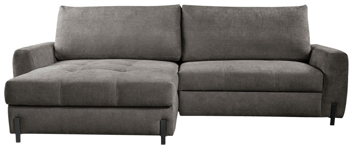 ECKSOFA in Struktur Graubraun  - Graubraun/Schwarz, Design, Textil/Metall (162/265cm) - MID.YOU