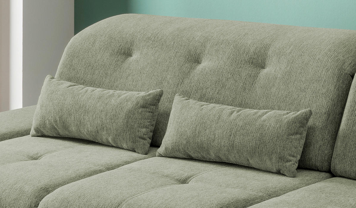 ECKSOFA Grün Chenille  - Chromfarben/Grün, Design, Textil/Metall (300/196cm) - Livetastic