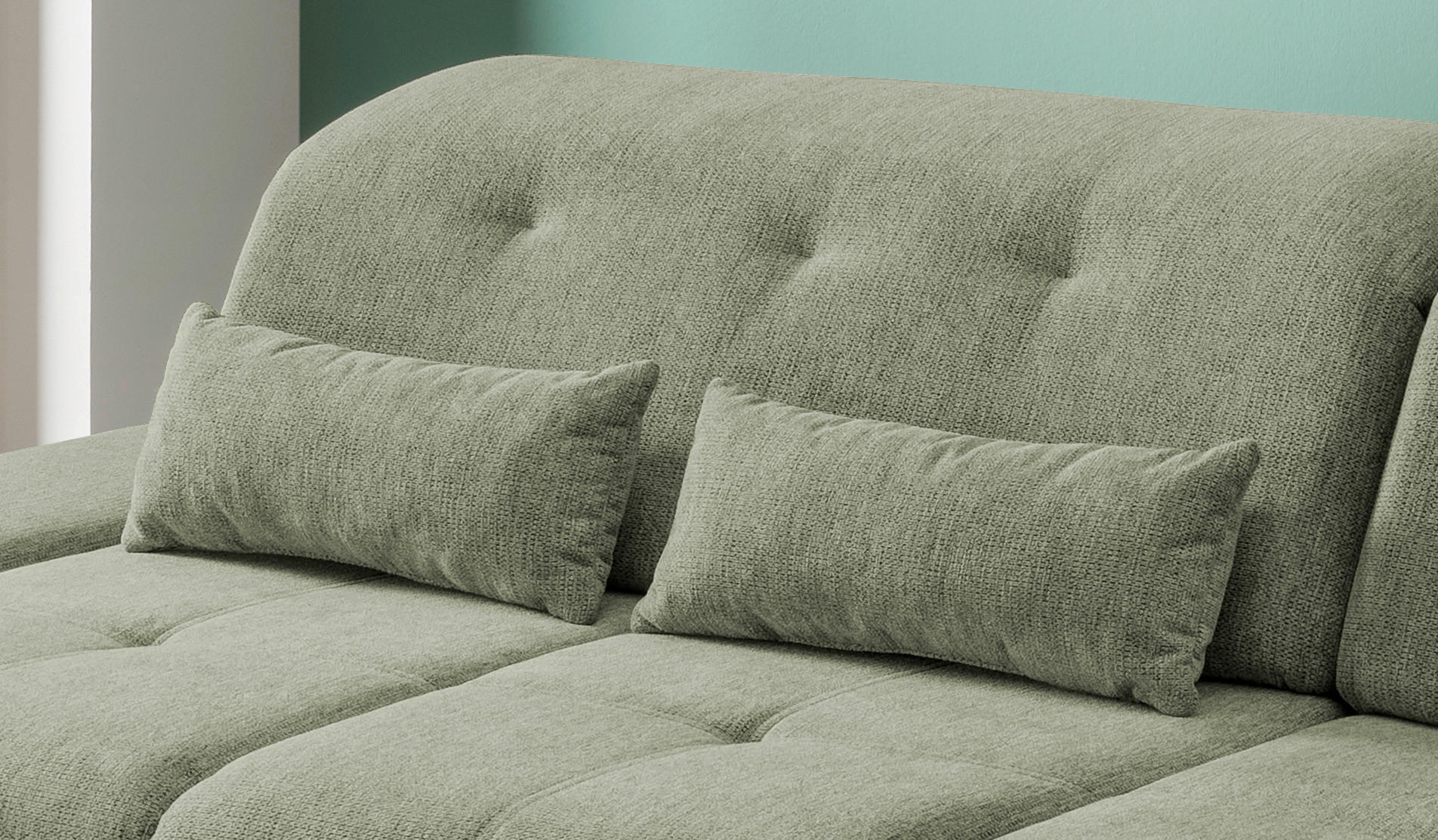 Thumbnail - Livetastic Ecksofa, Grün, Textil, Uni, 4-Sitzer, Füllung: Schaumstoff, L-Form, 300x196 cm, Made in EU, Liegefunktion, se...