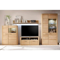 WOHNWAND  in Buchefarben  357/209/51 cm  - Silberfarben/Buchefarben, Design, Glas/Holz (357/209/51cm) - Livetastic