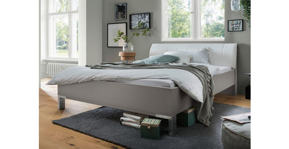 BETT 200/200 cm  in Grau, Weiß  - Chromfarben/Weiß, KONVENTIONELL, Holzwerkstoff/Textil (200/200cm) - Dieter Knoll