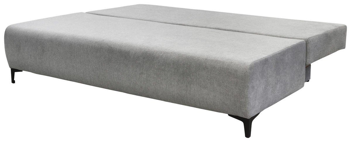 BOXSPRINGSOFA Mikrofaser Hellgrau  - Hellgrau/Schwarz, MODERN, Textil/Metall (201/100/105cm) - MID.YOU