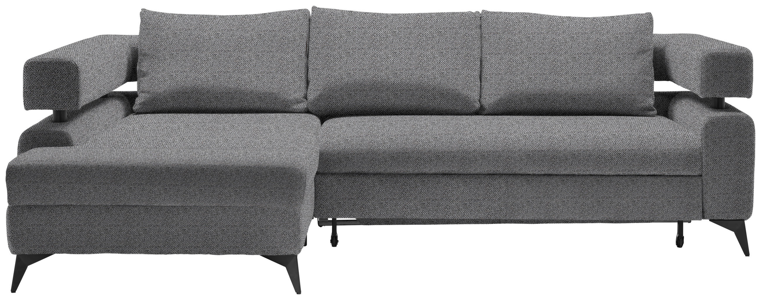 ECKSOFA Dunkelgrau Chenille  - Dunkelgrau/Schwarz, KONVENTIONELL, Textil/Metall (184/265cm) - Hom`in