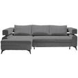 ECKSOFA in Chenille Dunkelgrau  - Dunkelgrau/Schwarz, KONVENTIONELL, Textil/Metall (184/265cm) - Hom`in