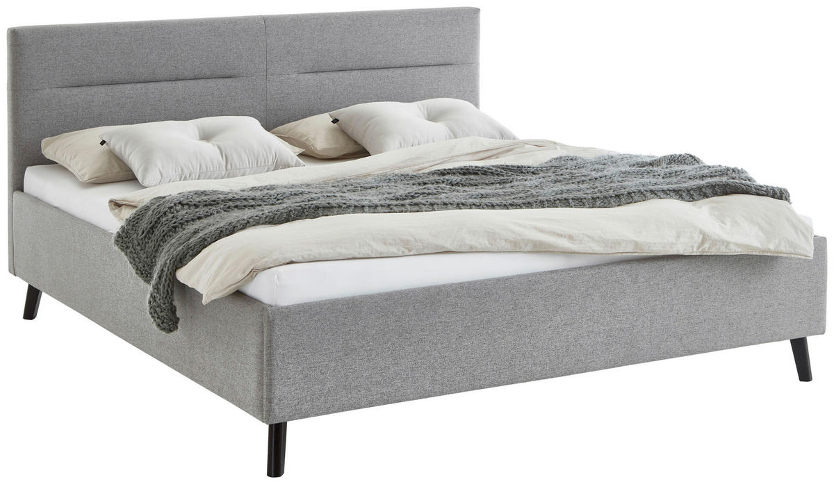POLSTERBETT 180/200 cm,  in Grau,  - Schwarz/Grau, Basics, Holz/Textil (180/200cm) - Boxxx