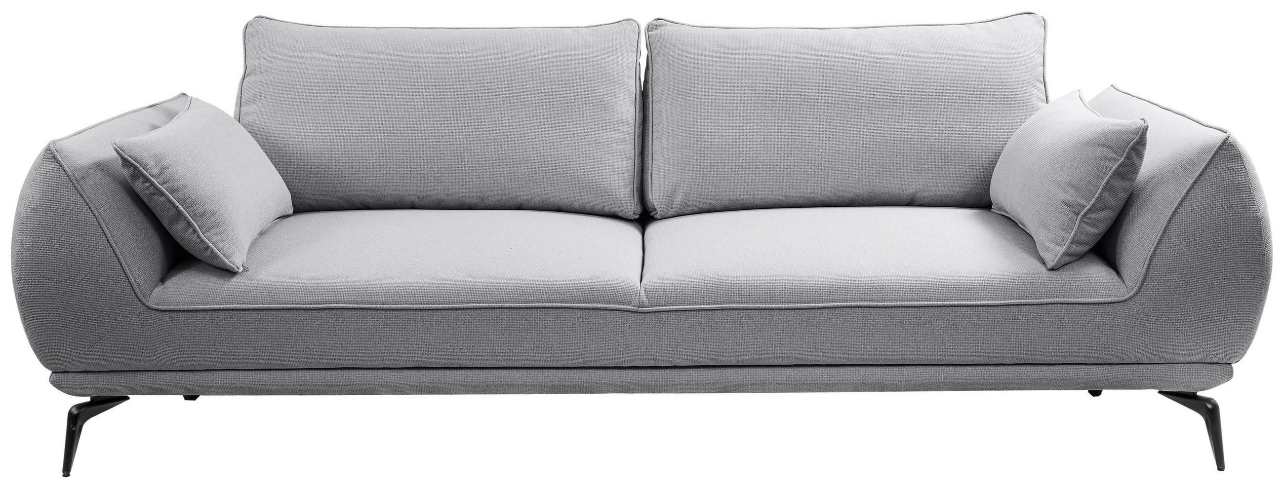 3-SITZER-SOFA in Webstoff Grau  - Creme/Schwarz, Modern, Textil/Metall (249/86/118cm) - MID.YOU