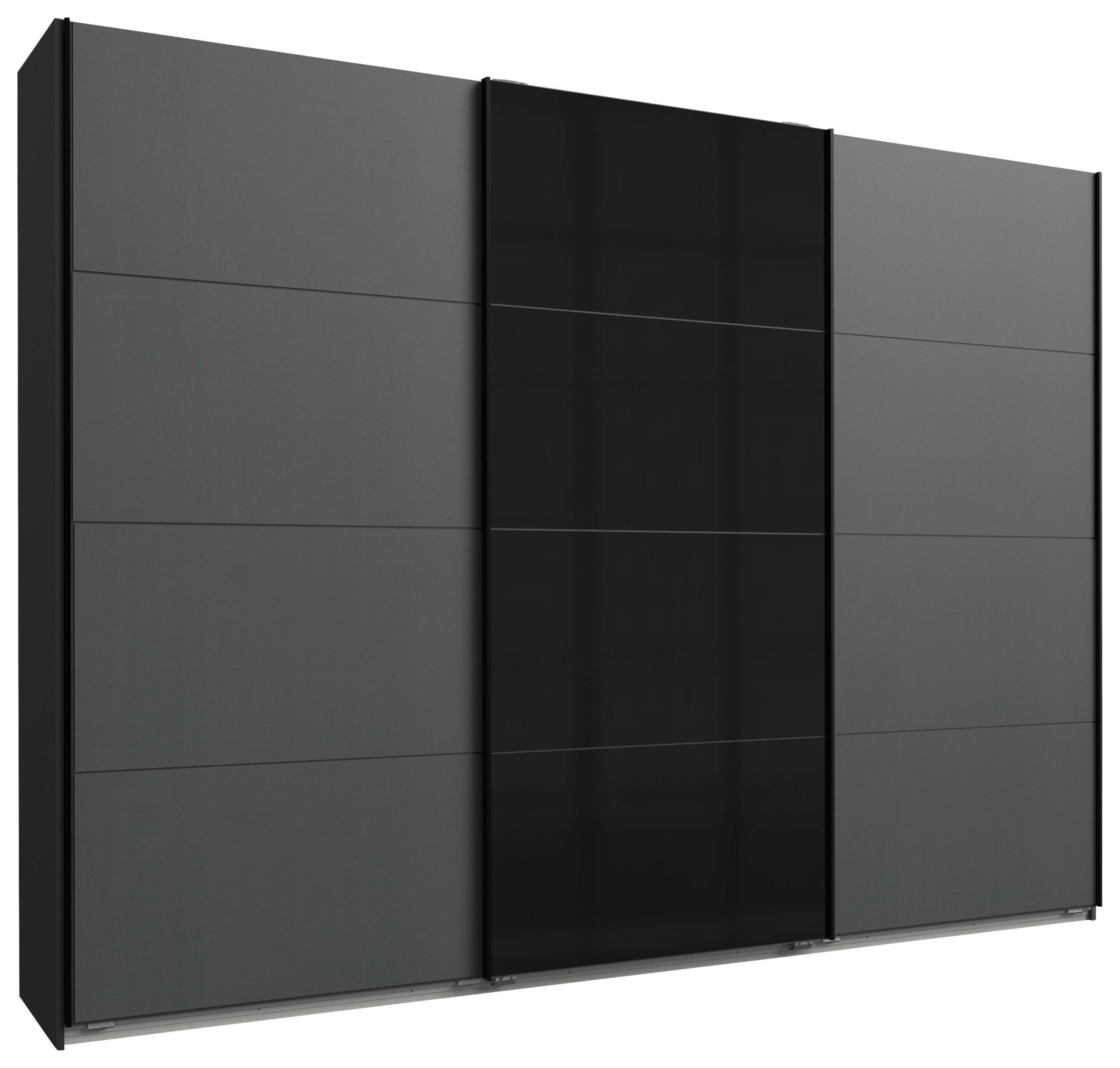 SCHWEBETÜRENSCHRANK  in Graphitfarben, Schwarz  - Graphitfarben/Schwarz, Design, Glas/Holzwerkstoff (270/210/65cm) - Carryhome
