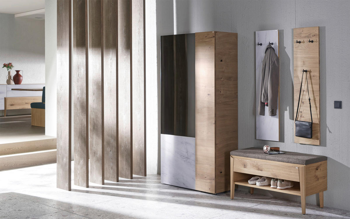 GARDEROBENSCHRANK  in 96/194/41,6 cm  - Eichefarben/Weiß, Natur, Glas/Holz (96/194/41,6cm) - Voglauer