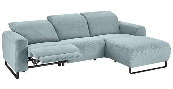 ECKSOFA Hellblau Cord  - Schwarz/Hellblau, KONVENTIONELL, Textil/Metall (266/180cm) - Hom`in