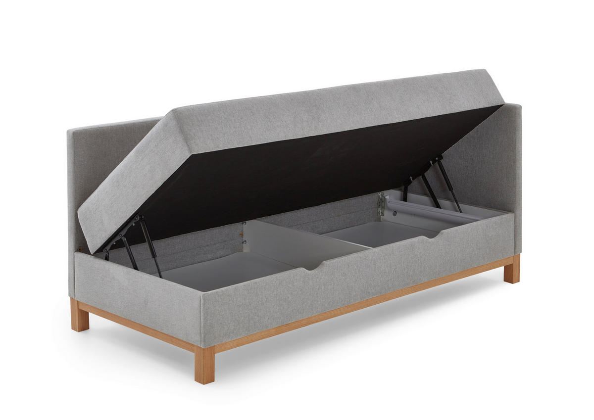 BOXBETT 120/200 cm  in Hellgrau  - Eichefarben/Hellgrau, Design, Holz/Textil (120/200cm) - Boxxx
