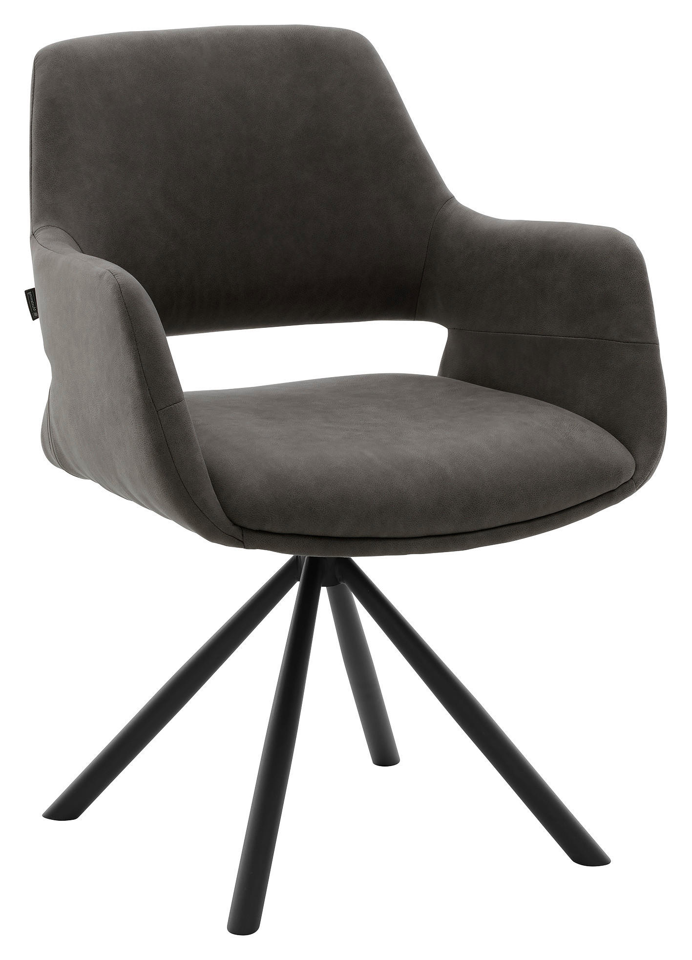 ARMLEHNSTUHL  Stoffauswahl, Sitzfläche 180° drehbar, automatische Rückholfunktion Mikrofaser  - Schlammfarben/Schwarz, Design, Textil/Metall (62/83/62cm) - Musterring