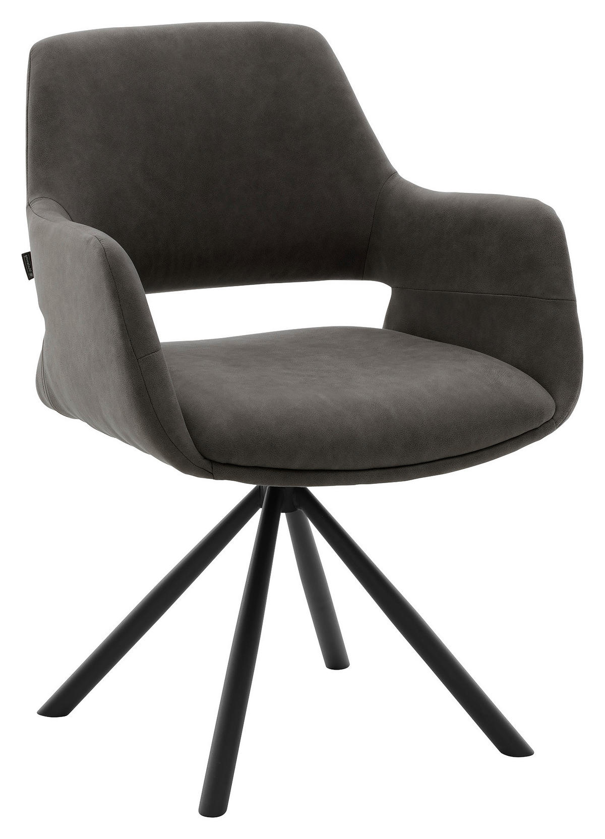 ARMLEHNSTUHL  Stoffauswahl, Sitzfläche 180° drehbar, automatische Rückholfunktion Mikrofaser  - Schlammfarben/Schwarz, Design, Textil/Metall (62/83/62cm) - Musterring