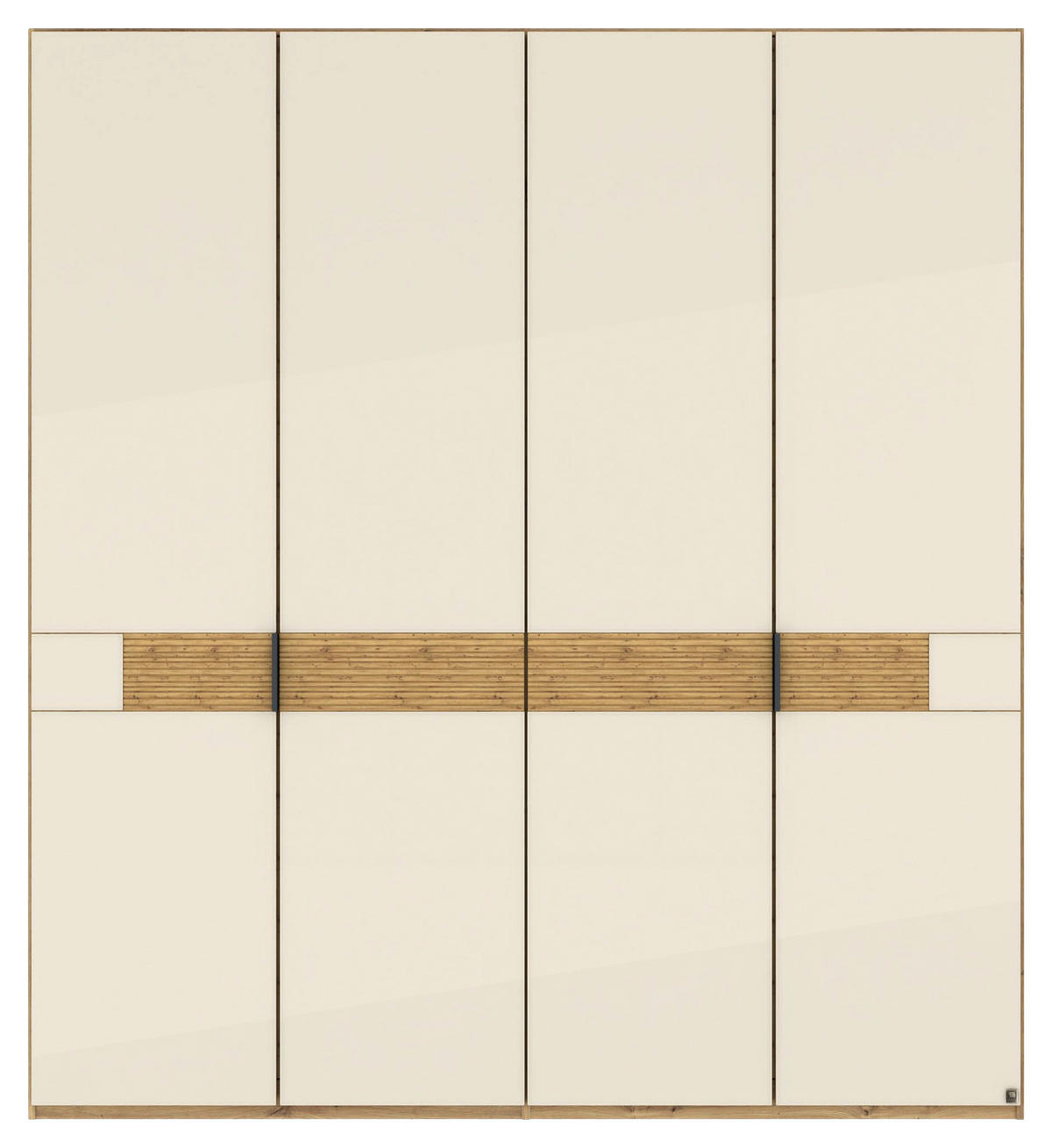 DREHTÜRENSCHRANK 200/216/58 cm,  in Champagner, Eiche Bianco, 4 Tür(en)  - Schieferfarben/Eiche Bianco, Design, Glas/Holz (200/216/58cm) - Musterring