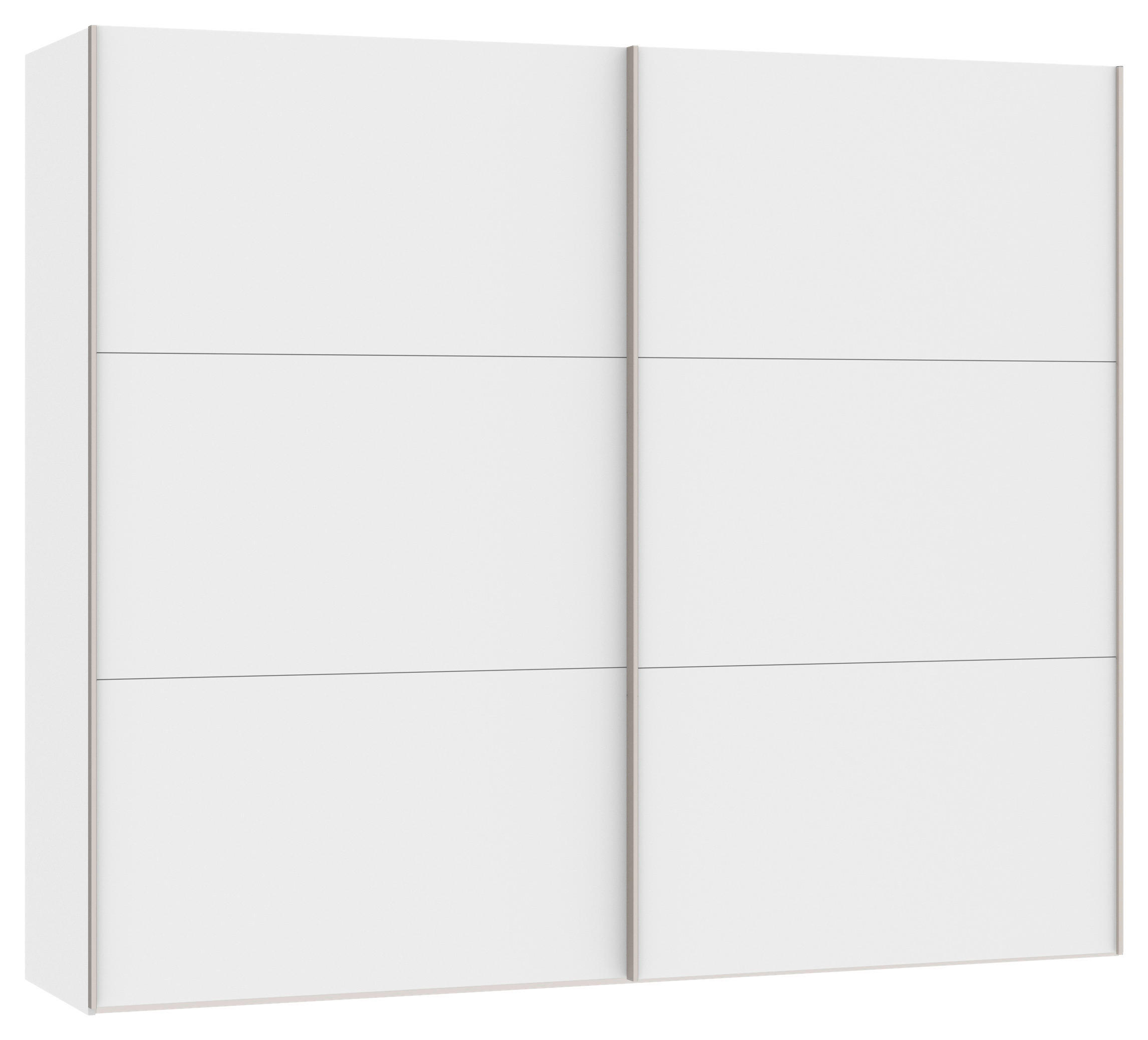 SCHWEBETÜRENSCHRANK 253/215/65 cm 2-türig Weiß  - Edelstahlfarben/Weiß, Design, Holzwerkstoff (253/215/65cm) - Boxxx