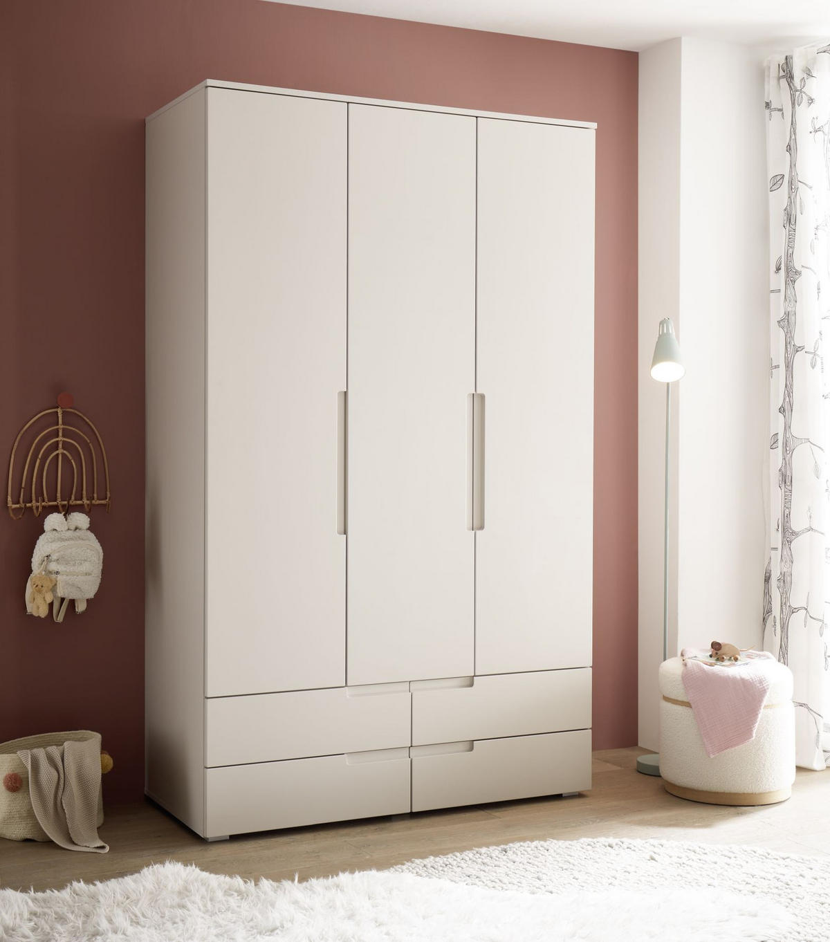 BABYKLEIDERSCHRANK Luca / Corner  - Kaschmir, Basics, Holzwerkstoff (126/208/57cm)