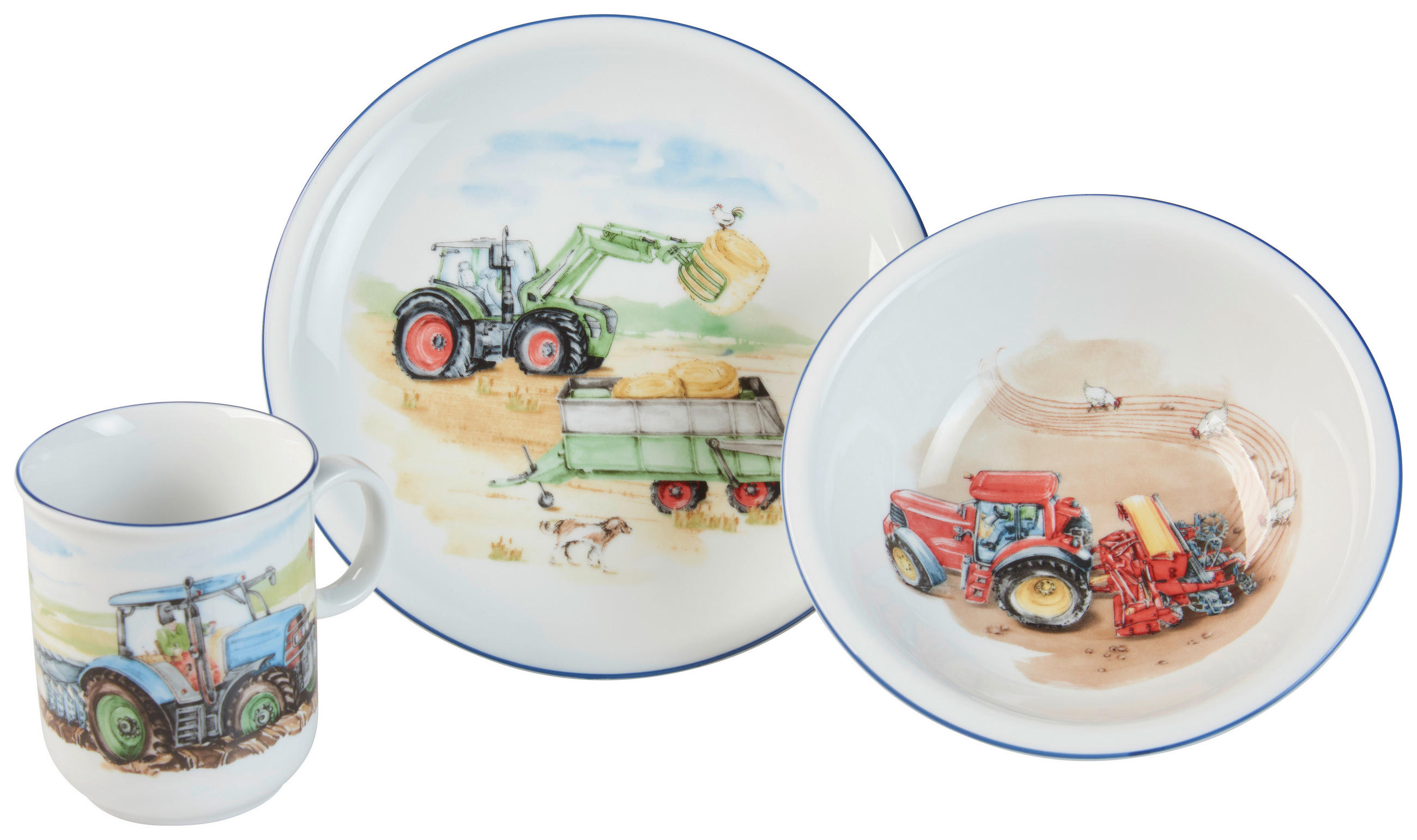 KINDERGESCHIRRSET KINDERTRÄUME 3-teilig  - Blau/Rot, KONVENTIONELL, Keramik - Seltmann Weiden