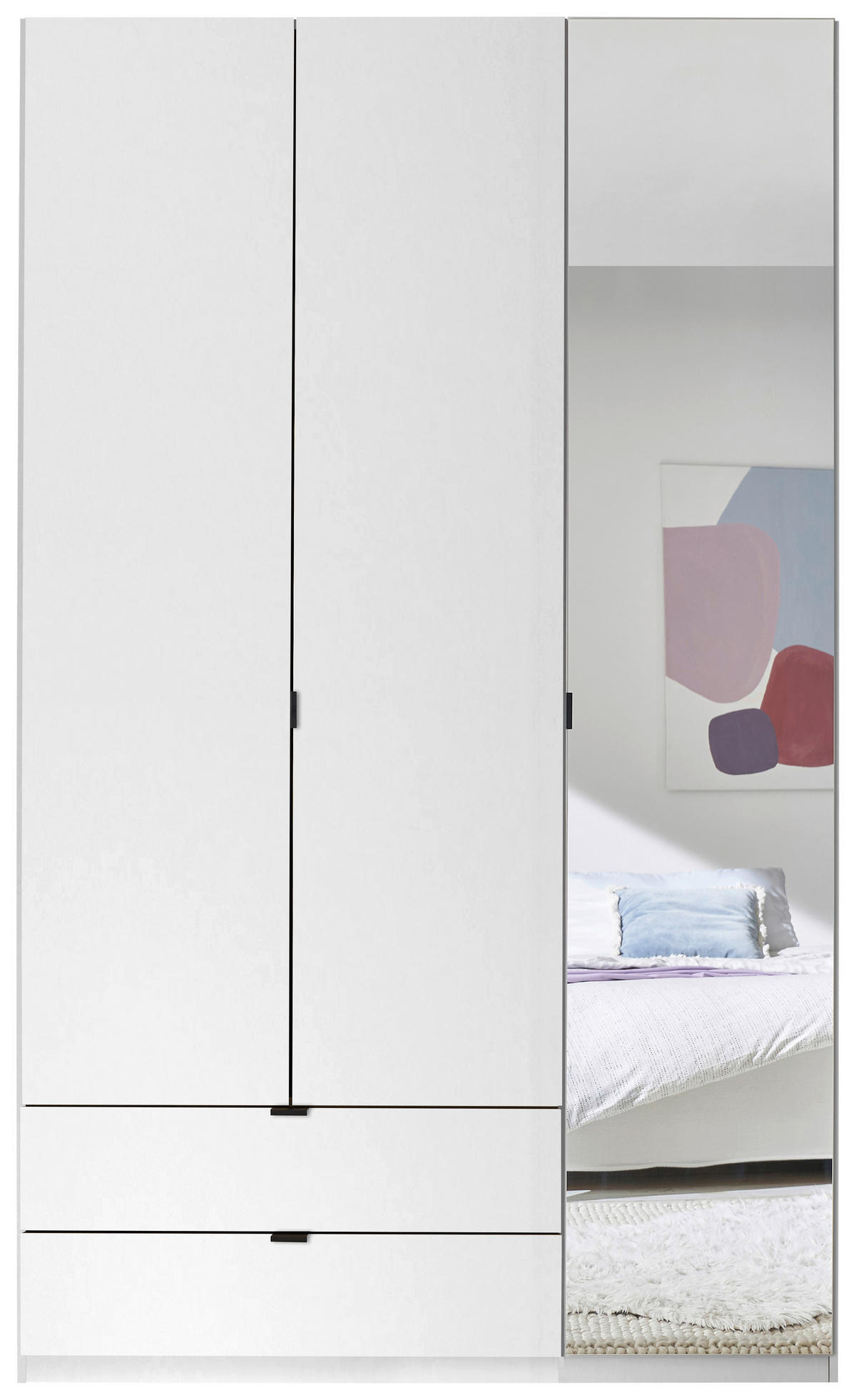 DREHTÜRENSCHRANK 135,4/225,5/57 cm 3-türig Weiß  - Schwarz/Weiß, MODERN, Glas/Holzwerkstoff (135,4/225,5/57cm) - Xora