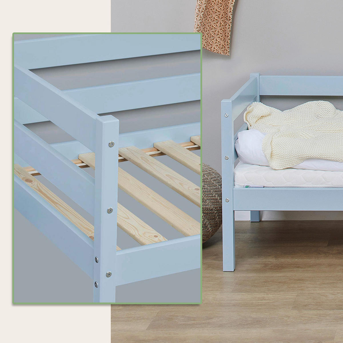 KINDER-/JUNIORBETT - Blau, MODERN, Holz (70/160cm) - MID.YOU