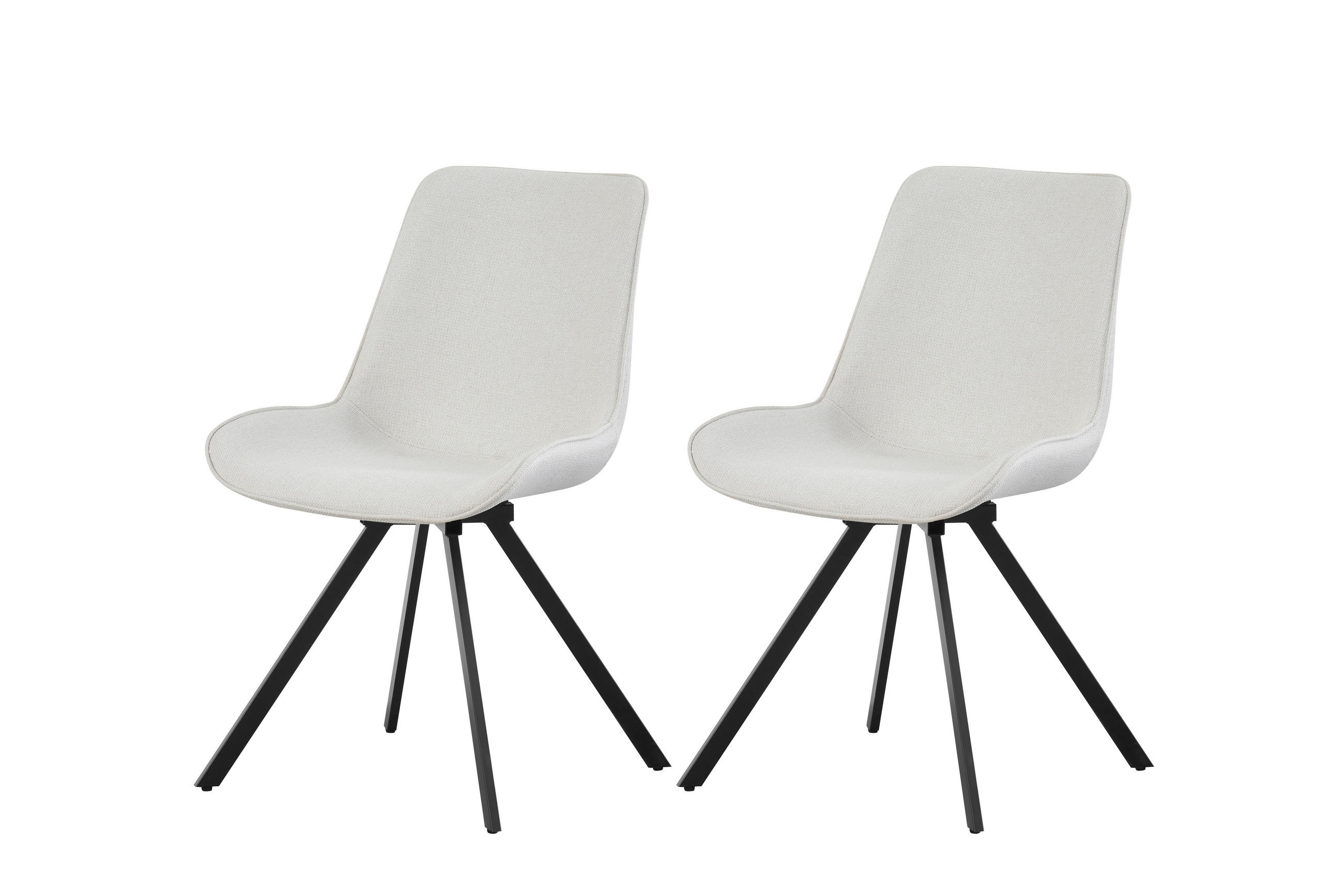 STUHL-SET 2 Stück  in Webstoff  - Creme/Schwarz, MODERN, Textil/Metall (52/85/61cm) - MID.YOU