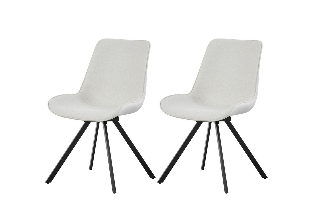 STUHL-SET 2 Stück  in Webstoff  - Creme/Schwarz, MODERN, Textil/Metall (52/85/61cm) - MID.YOU