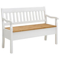 SITZBANK 130/93/58 cm Laugenfarbig, Weiß Kiefer massiv  - Laugenfarbig/Weiß, ROMANTIK / LANDHAUS, Holz (130/93/58cm) - Boxxx