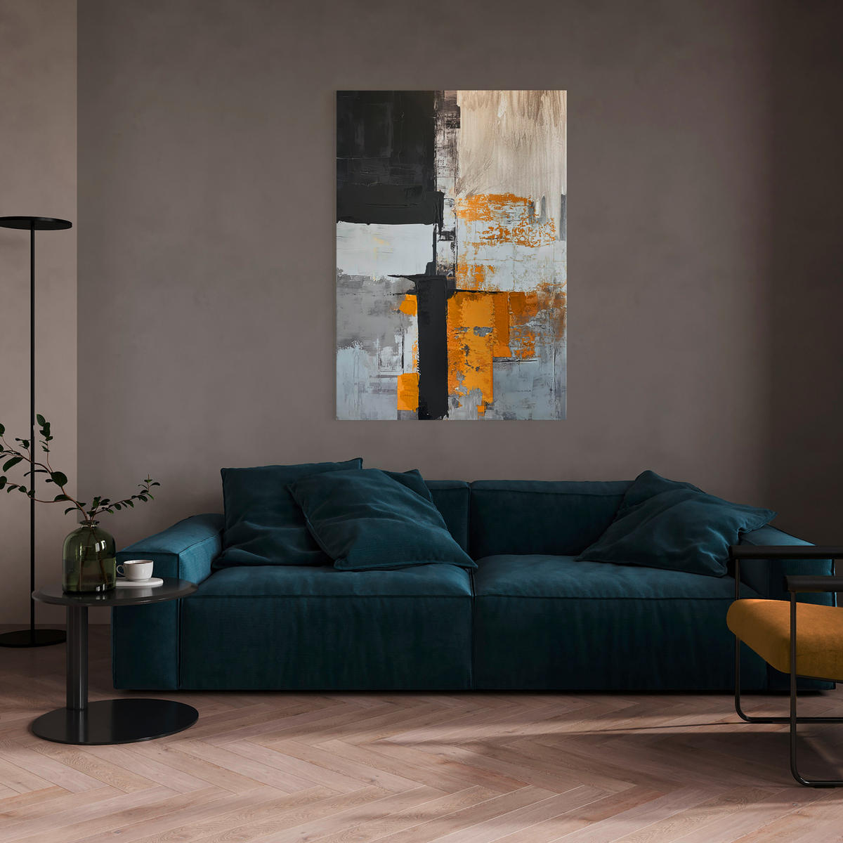 OBRAZ NA PLÁTNE, abstraktné, 70/100 cm  - sivá/biela, Design, kompozitné drevo/textil (70/100cm) - Monee