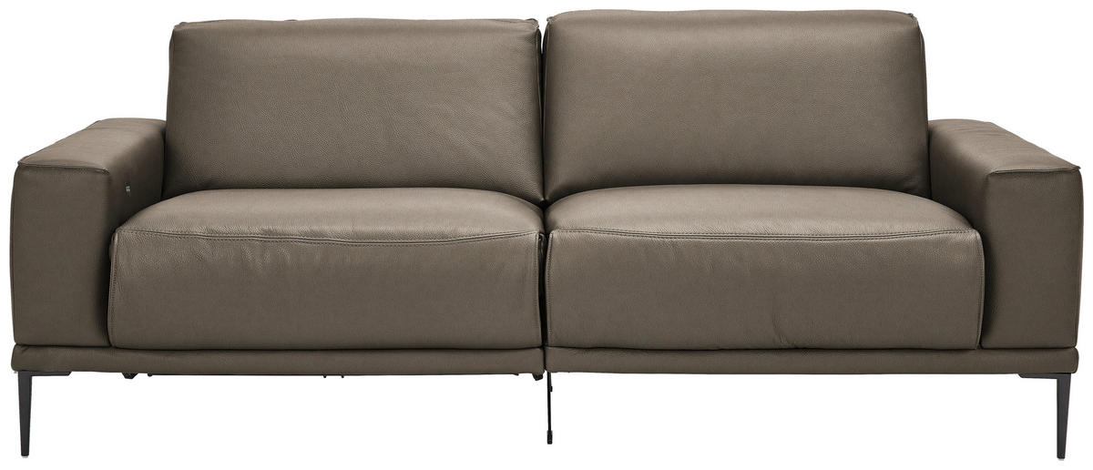 2,5-SITZER in Echtleder Taupe  - Taupe/Schwarz, Design, Leder/Metall (200/102/92cm) - Johann Jakob