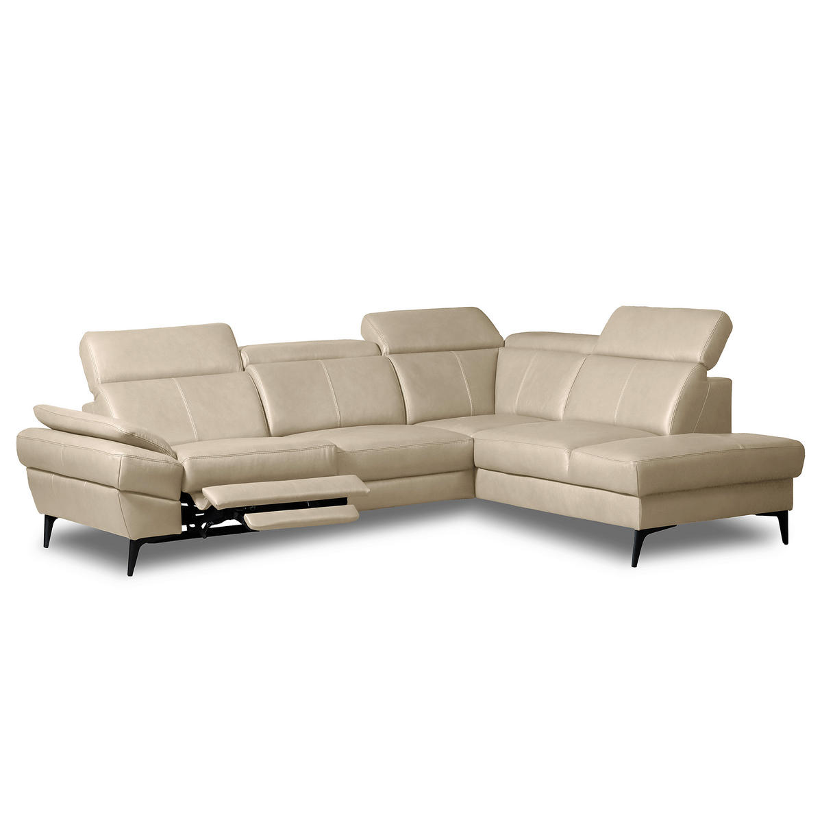 ECKSOFA Lederlook Echtleder Grau  - Schwarz/Grau, Design, Leder/Textil (264/211cm) - Livetastic