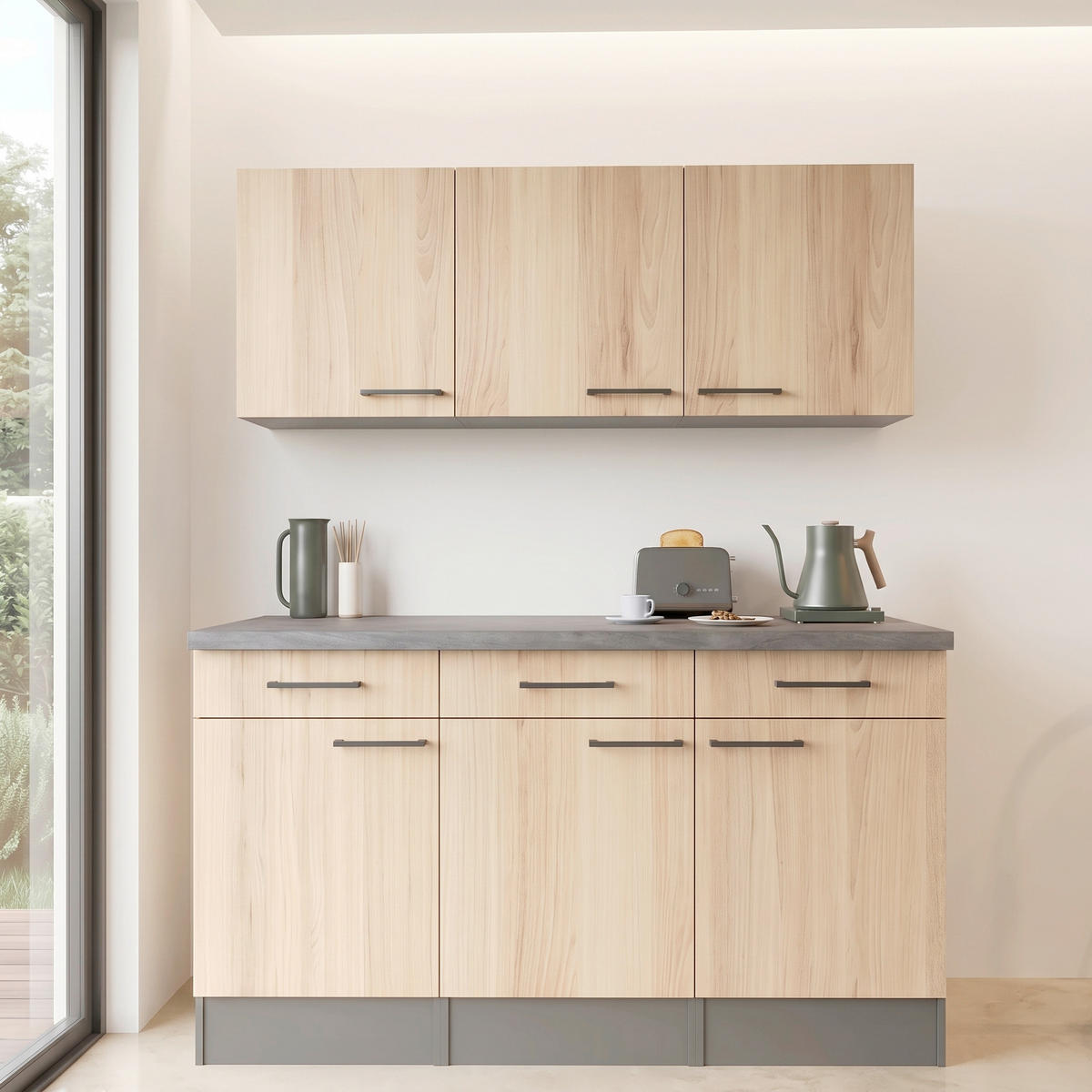BUFFET 150/200/60 cm  in Grau, Eiche Artisan  - Schwarz/Eiche Artisan, Trend, Holzwerkstoff/Metall (150/200/60cm) - Respekta