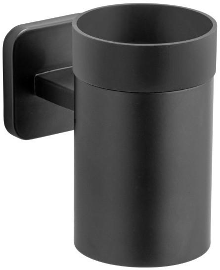 ZAHNPUTZBECHERHALTER PORTO MATT  - Schwarz, KONVENTIONELL, Kunststoff/Metall (6,5/11/10,5cm) - Wenko