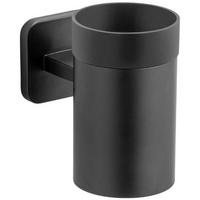 ZAHNPUTZBECHERHALTER PORTO MATT  - Schwarz, KONVENTIONELL, Kunststoff/Metall (6,5/11/10,5cm) - Wenko