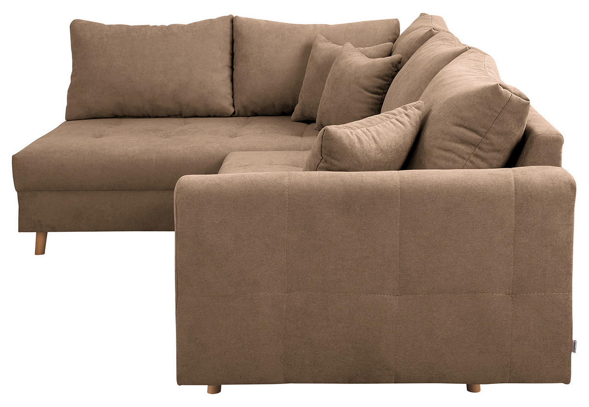 ECKSOFA Ariella Beige Mikrofaser  - Beige/Naturfarben, Design, Holz/Textil (161/231cm) - Livetastic