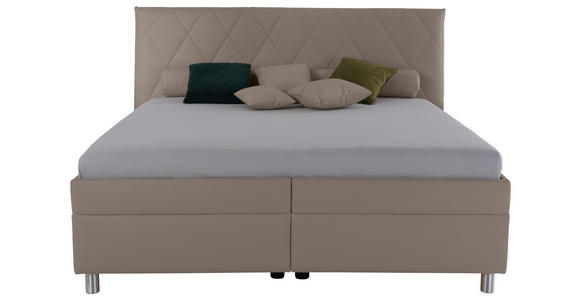 POLSTERBETT Matratze, Lattenrost, Bettkasten 180/200 cm  in Cappuccino  - Birkefarben/Silberfarben, KONVENTIONELL, Holz/Textil (180/200cm) - Esposa